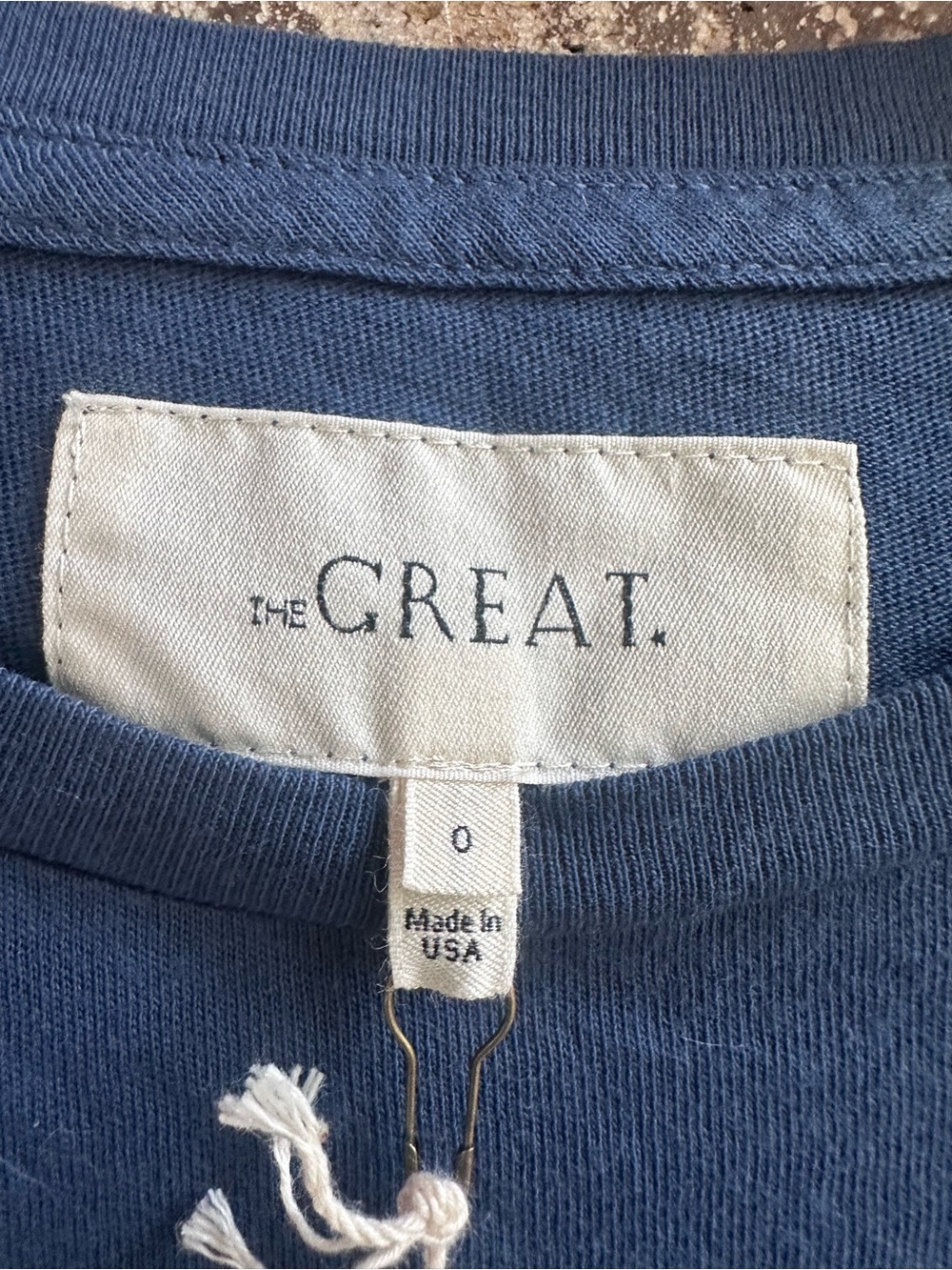 NWT The Great. Women's Cotton Navy Crewneck fitted Tee size 0 Made in USA - Picture 3 of 6